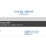Healthcare Graduate Programme 2026 – Clicks Group