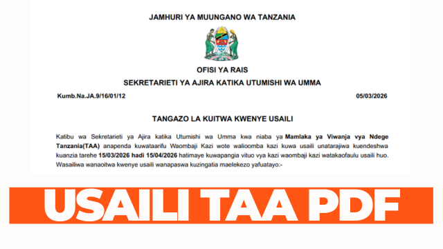 Tanzania Airports Authority (TAA) Call for Interview 2026